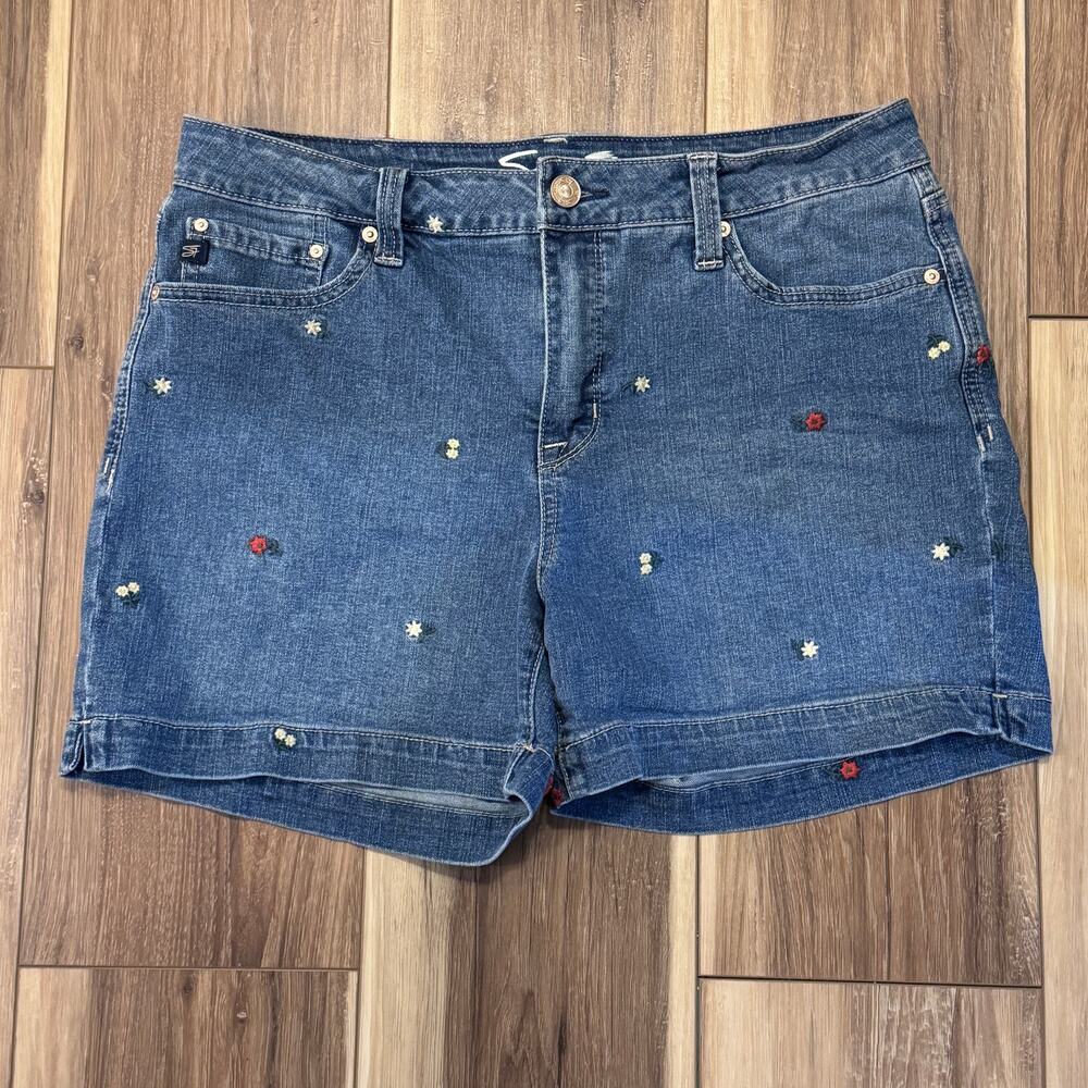 Seven7 Denim Shorts Womens Size 10 Floral Embroidered Mid Rise Casual - Picture 2 of 7